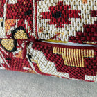 Boho Patchwork Kuddfodral Set om 2 - Pompom Trim 50×50 cm Handgjord UK, Burgundy & Cream