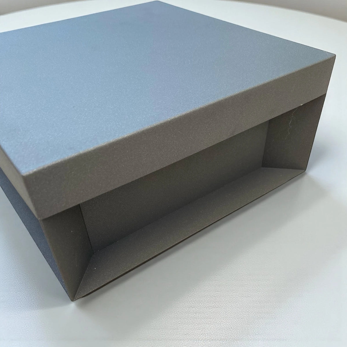 Unlit square LED pillar lamp showing the textured anthracite grey galvanised alloy finish