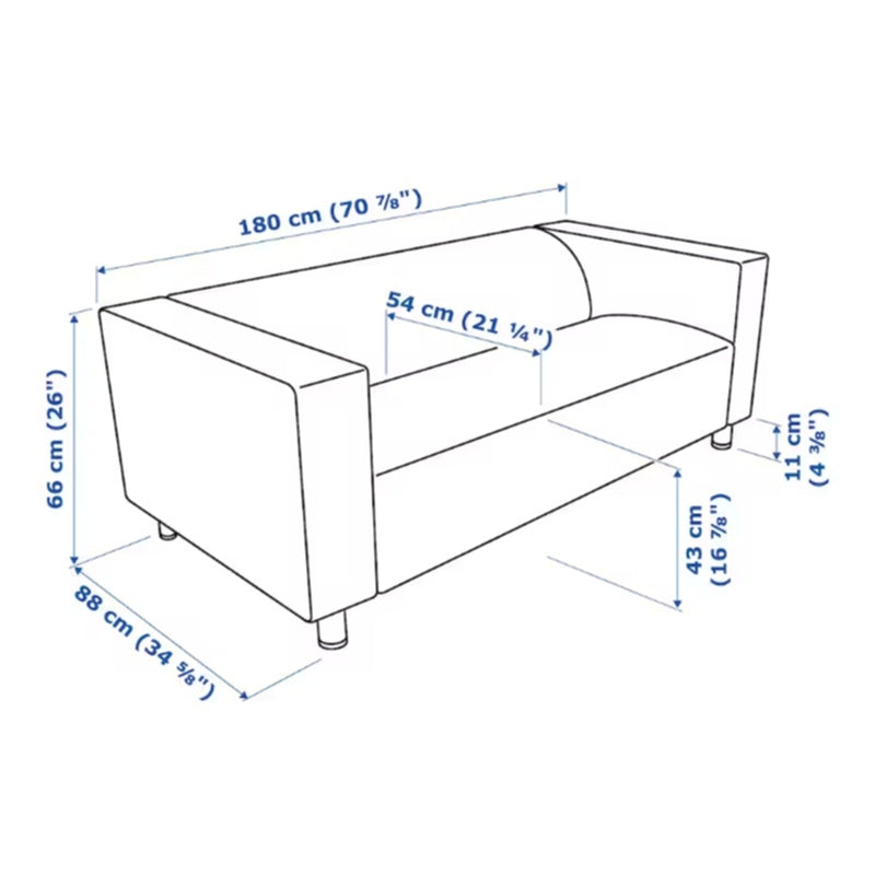 Ikea-Klippan-2-Seater-seat-Replacement-Sofa-cover-Guzmania-light-brown-180-cm-size-guide