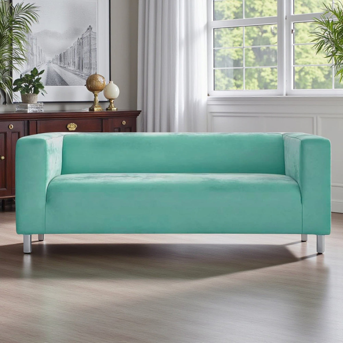 IKEA Klippan Sofa Cover Fitted Replacement Slipcover for 2 Seat Loveseat Velvet Duck egg