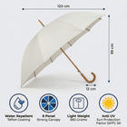 Hidewise London Walking Umbrella Lilac — Wood Crook Handle, Windproof 8-Rib Auto-Open Stick Brolly Gift