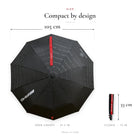 Mercedes-AMG compact folding umbrella size: 105 cm open canopy, 33 cm closed, shown to scale