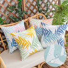 Tropiskt palmblad Kuddfodral Blå Grå - Utomhus Trädgård Patio 50×50 cm Vattenresistent Dralon Polyester Tryck