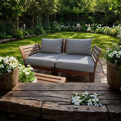 Grey replacement seat cushion cover — weather-resistant cover for garden rattan furniture