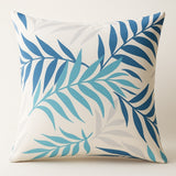 Tropiskt palmblad Kuddfodral Blå Grå - Utomhus Trädgård Patio 50×50 cm Vattenresistent Dralon Polyester Tryck