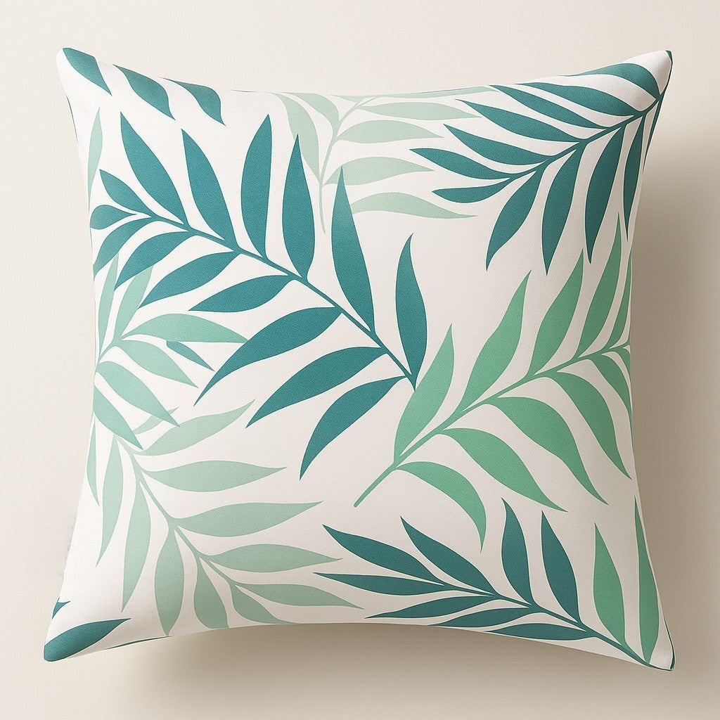 Tropiskt palmblad Kuddfodral Grön - Utomhus Trädgård Patio 50×50 cm Vattenresistent Dralon Polyester Print