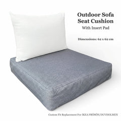 Grey weatherproof seat cushion cover — protects IKEA garden sofa cushions from rain, sun and fading
