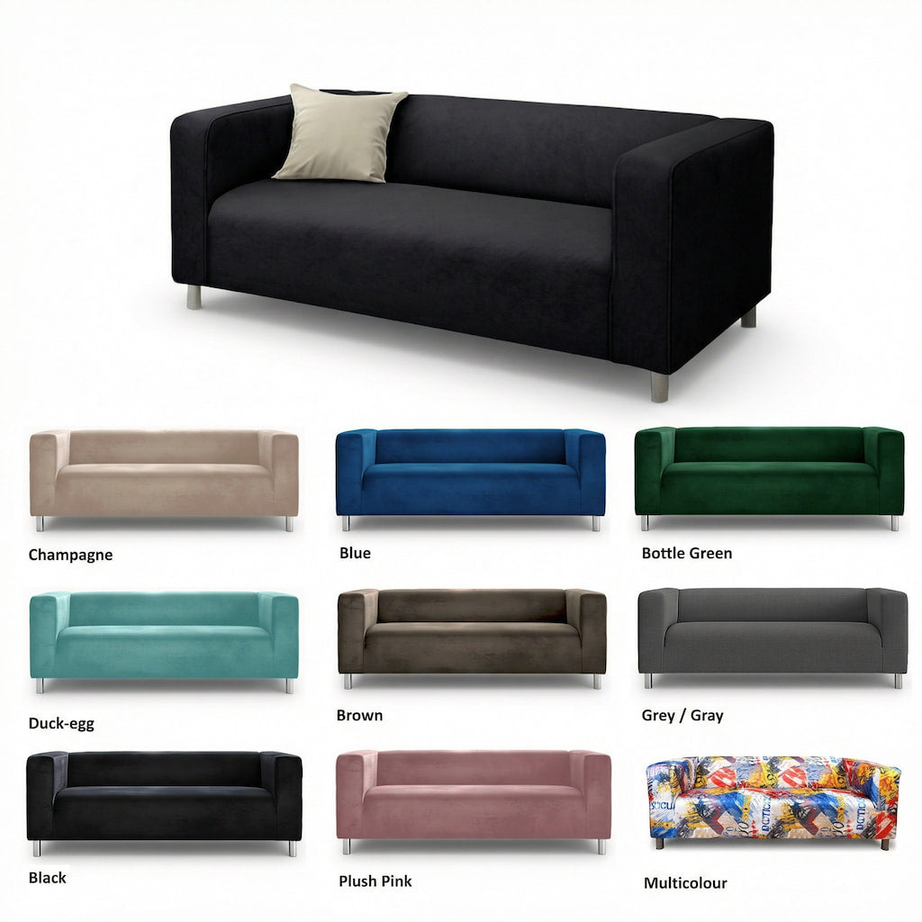 IKEA Klippan Sofa Cover Fitted Replacement Slipcover for 2 Seat Loveseat Velvet Forest Green