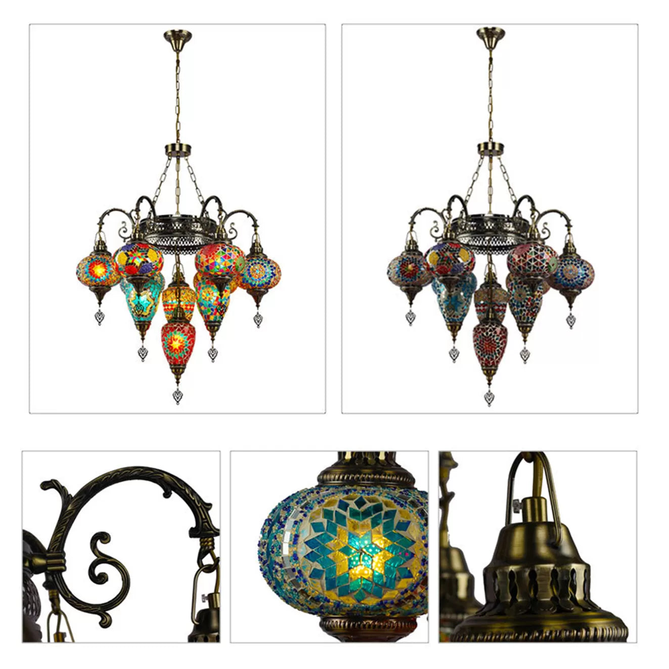 handmade-bohemian-style-ceiling-chandelier-Pandora-lamp-handcrafted-home-decor-multi-colour-beautiful-elegant-glass-metal-antique-large-for-landing-area-free-delivery
