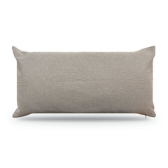 Neutral beige lumbar cushion with insert, 58 x 30 cm, front view of the textured polycotton cover