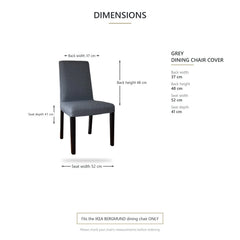 Bergmund dining chair cover measurements: back 37 x 48 cm, seat 52 x 41 cm
