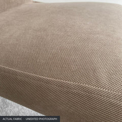 Close-up of the warm taupe stretch-woven polycotton on the seat of the Bergmund chair cover