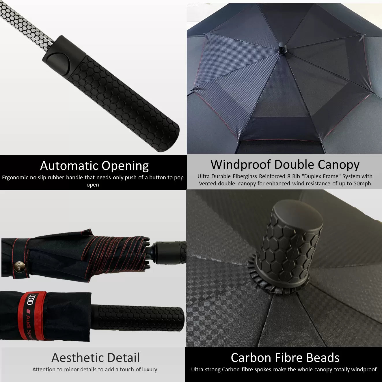 Premium Quality Audi Car Accessories Umbrella Ultra Strong Anti-UV Automatic Brolly