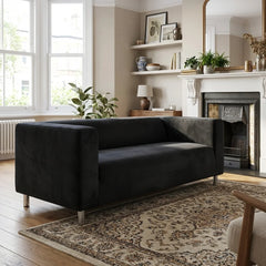 IKEA Klippan 2-seat sofa cover in Black velvet — washable replacement loveseat slipcover, 180 cm