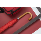 Classic Umbrella Crook Wooden J Handle Automatic Red Brolly by Hidewise London - J Handle Umbrella