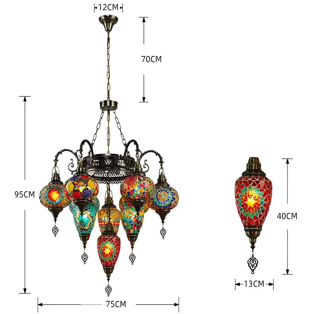 Decorative Turkish glass chandelier — a unique handcrafted pendant and luxury home gift