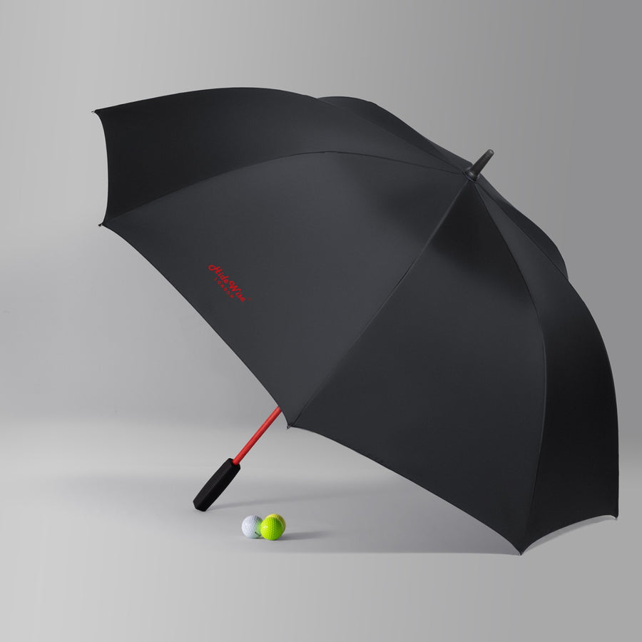 Hidewise London Luxury Golf Umbrella in Midnight Black — premium windproof anti-UV brolly