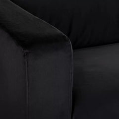 Black Klippan sofa cover corner detail — tailored, snug velvet fit