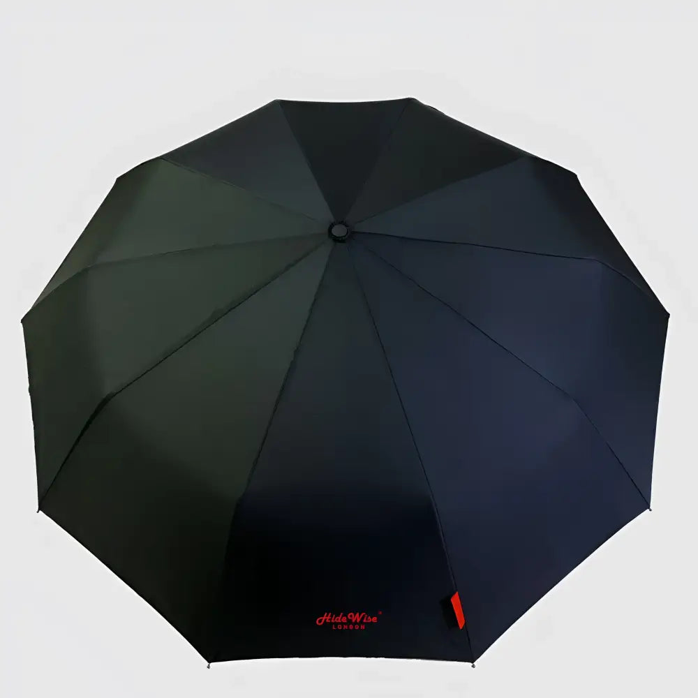 Luxury Windproof Umbrella - Automatic Strong Anti-UV Black Brolly by Hidewise London - Compact Umbrella