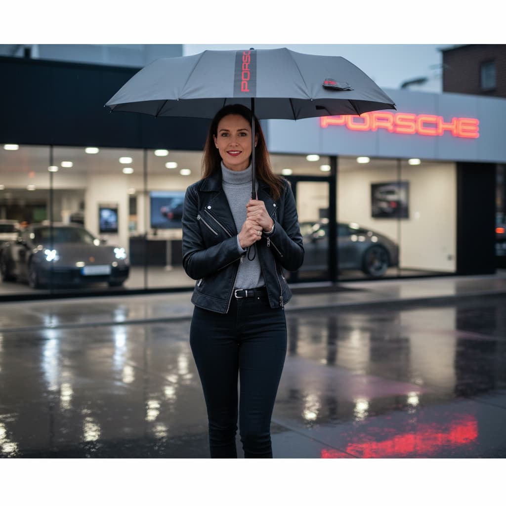 Porsche Design Grey Compact Umbrella — Authentic Accessory