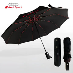 Audi windproof automatic umbrella — anti-UV fibreglass frame and compact travel canopy