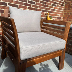 Custom-fit seat cushion cover in neutral — water-resistant outdoor cushion for patio and conservatory sofas