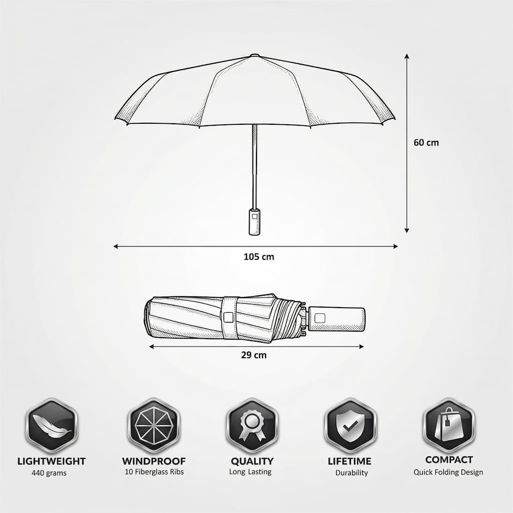 Skoda Umbrella Octavia Accessories Authentic Compact Folding Windproof Brolly