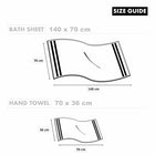 – Bath Sheet 140x70cm and Hand Towel 70x36cm dimensions chart by Your Direct Warehouse